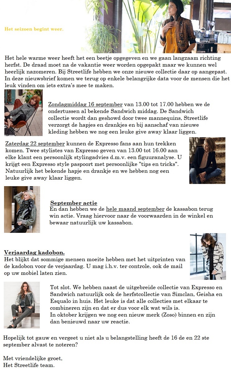 Nieuwsbrief september - Streetlife